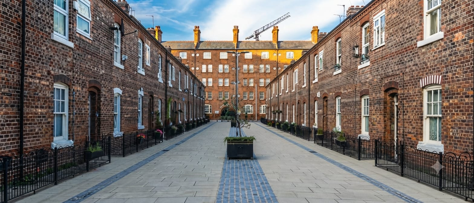 Restored Victorian terraces in Manchester